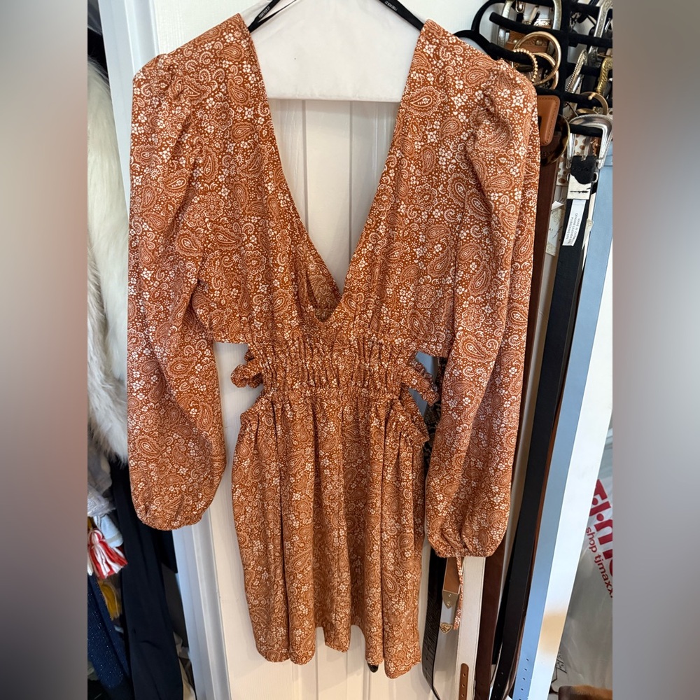 Burnt Orange Paisley Dress